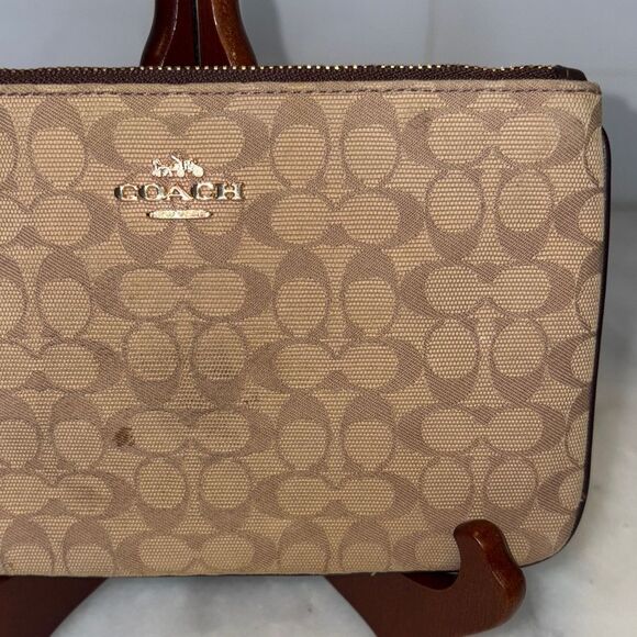 Coach Wristlet Bag Purse Jacquard Signature Logo Canvas Large Wristlet - Picture 3 of 15
